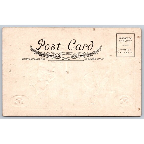 Postcard Antique Halloween Cop Fall Autumn Jack O' Lantern Pumpkin Embossed 1910 - Picture 2 of 2